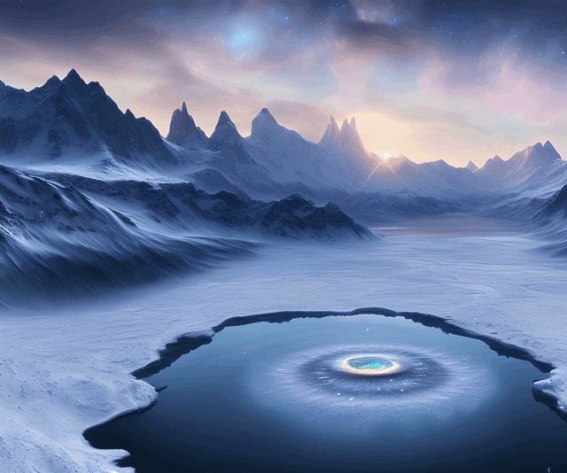A small frozen lake containing a galaxy in GIF format