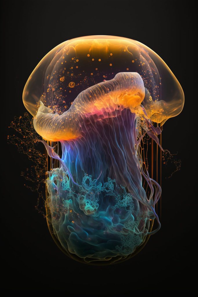 Colorful Nebula Jellyfish AI Art 2nd Variation