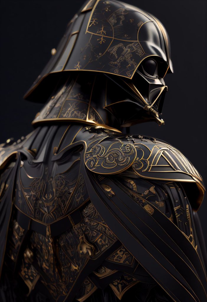 Darth Vader in Kintsugi Armor facing backwards AI Artwork