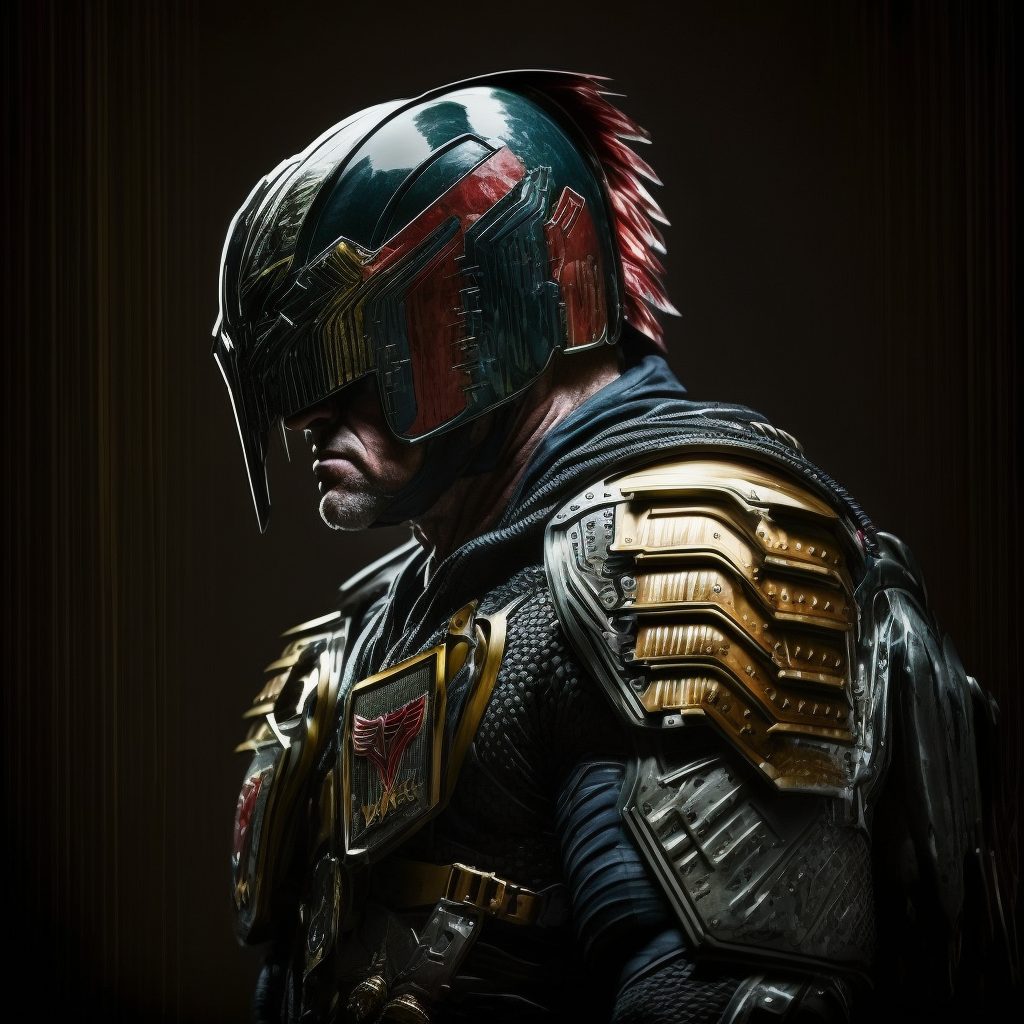 Judge Dredd in Reimagined Armor Sideways Ai Art Variation