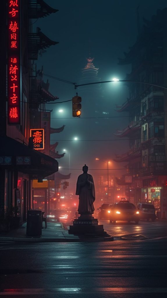 Chinatown and Statues AI Artwork 10