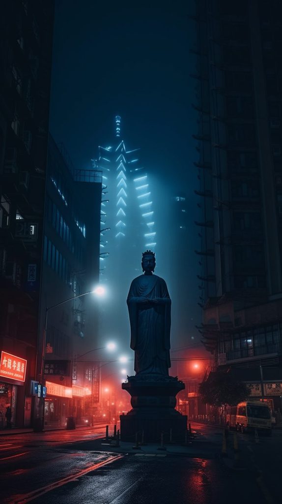Chinatown and Statues AI Artwork 11