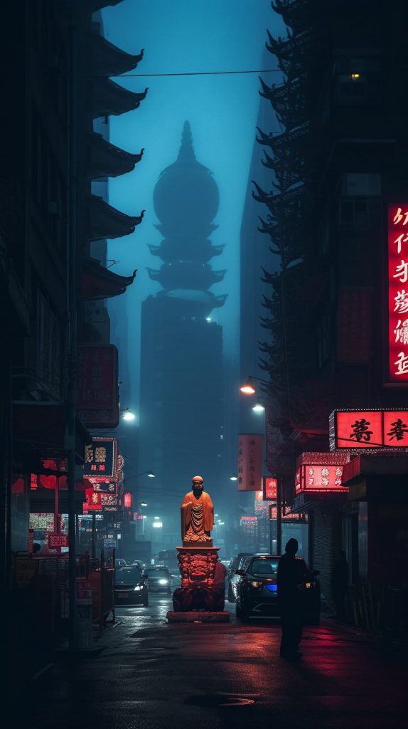Chinatown and Statues AI Artwork 9