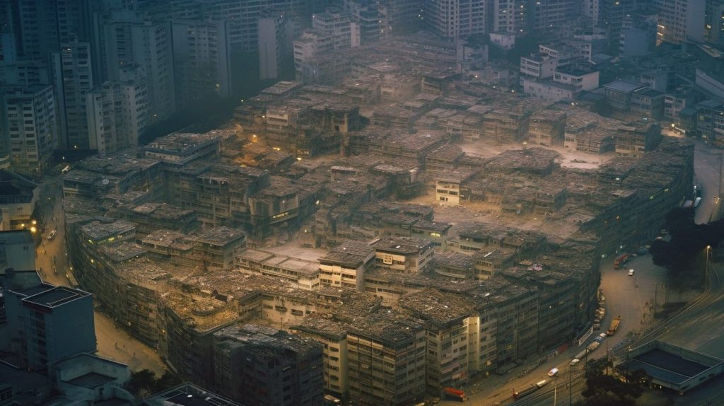 City of Darkness inspired by Kowloon Walled City AI Artwork