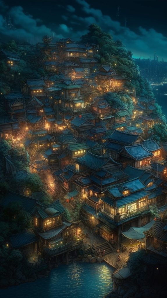 Village on a Mountain AI Artwork 6