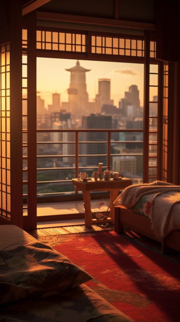 Traditional Japanese Bedroom with a View AI Artwork 11