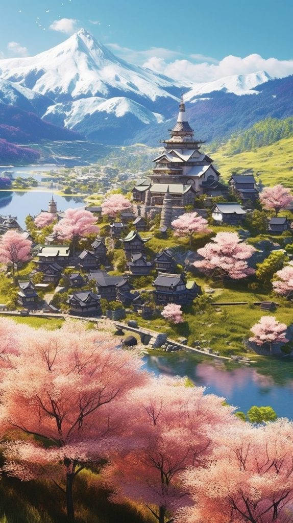 A Cherry Blossom Village AI Artwork 20