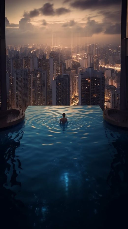 A Rooftop Infinity Pool with a View of the City AI Artwork