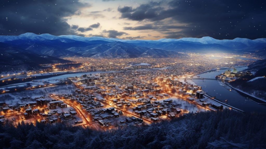 A Snow Covered Kyoto Town AI Artwork 17