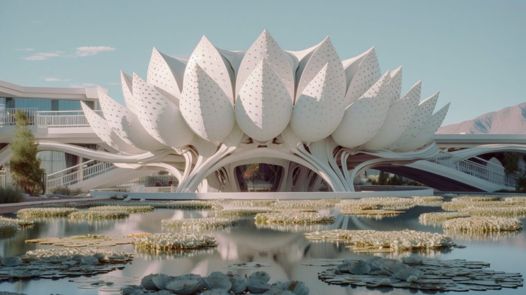 Lotus Inspired Rainwater Harvesting Architecture AI Artwork 14