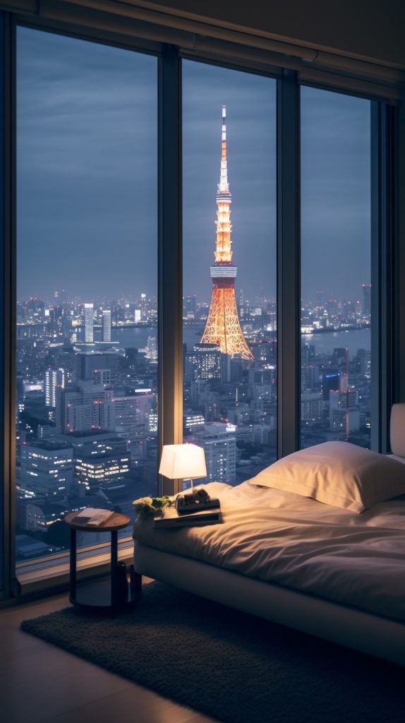 Minimalistic Apartment with a View of Tokyo Tower AI Artwork 10