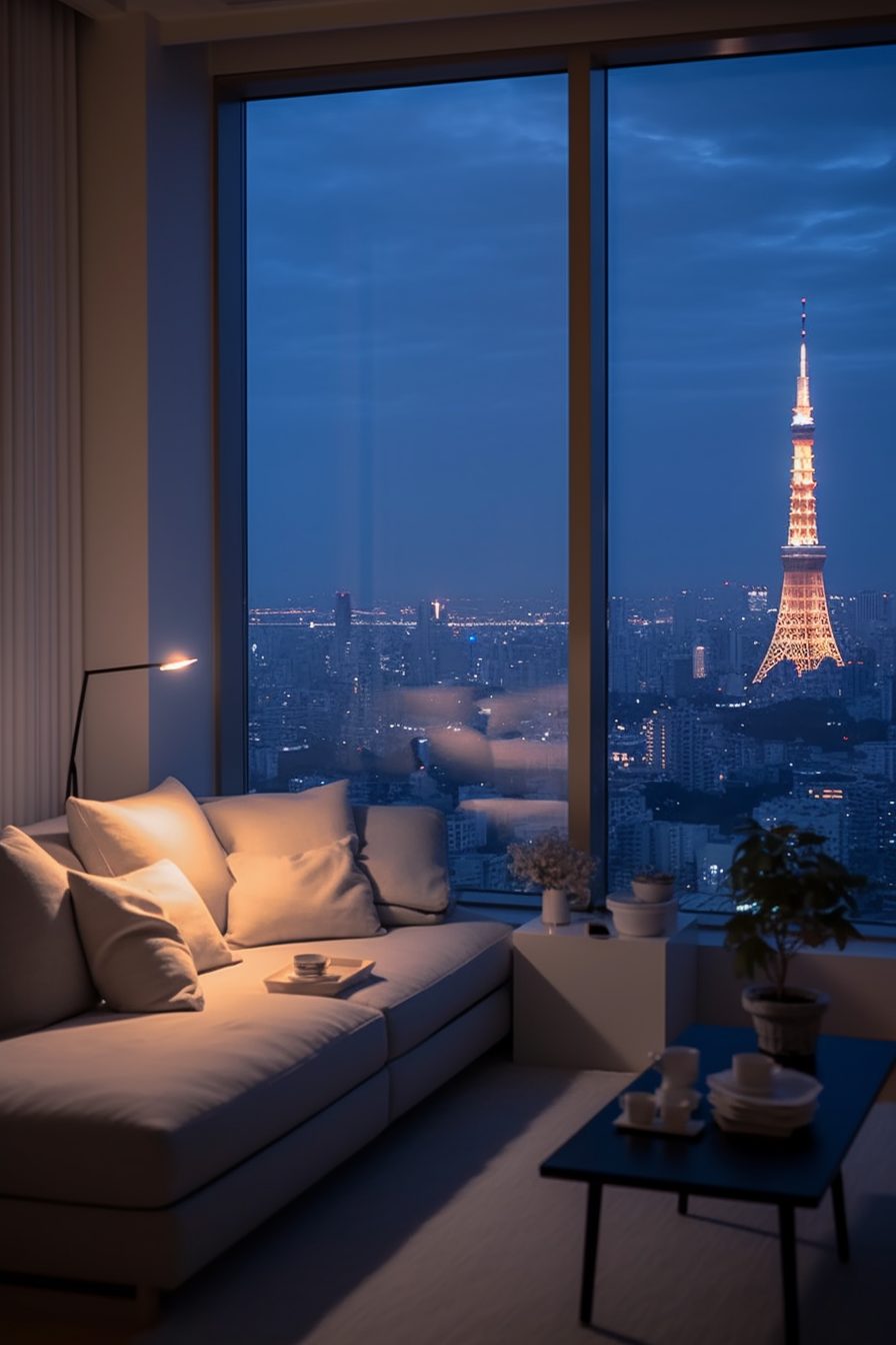 Minimalistic Apartment with a View of Tokyo Tower - Minimalist Apartment Living With A View