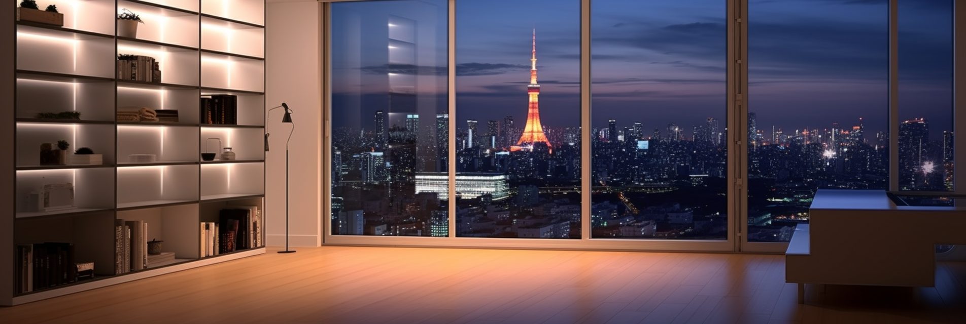 View of Minimalistic Apartment with a View of Tokyo Tower
