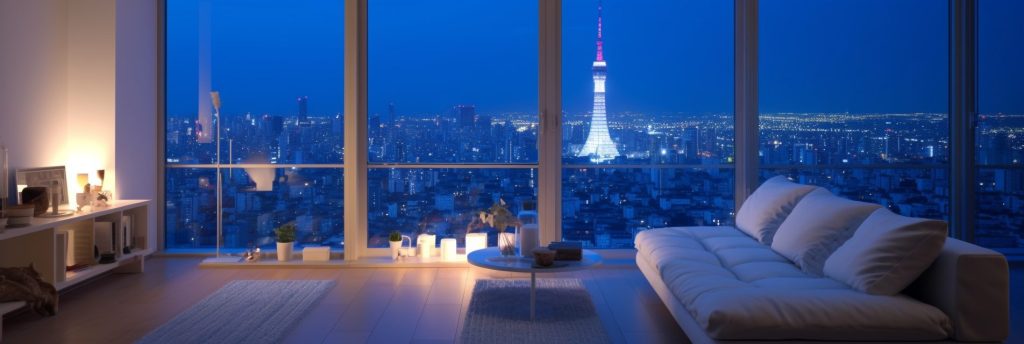 Minimalistic Apartment with a View of Tokyo Tower AI Artwork 3