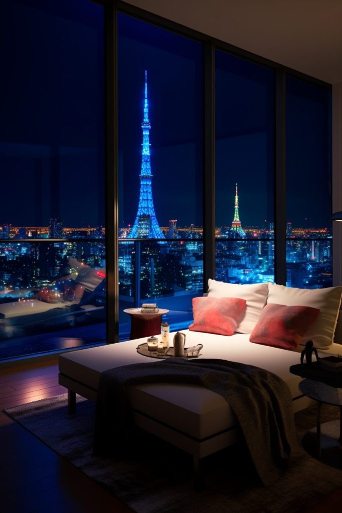 Minimalistic Apartment with a View of Tokyo Tower AI Artwork 4