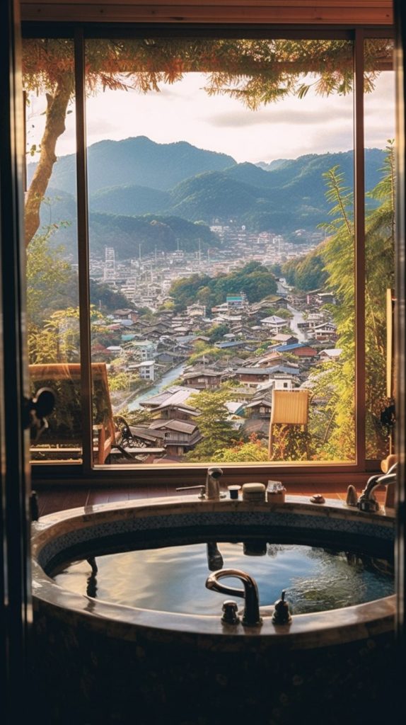 Ryokan Private Onsen with a View AI Artwork 2