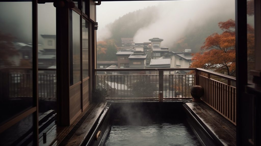 Ryokan Private Onsen with a View AI Artwork 6