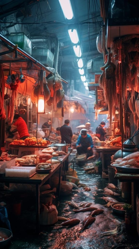 A Busy Fish Market AI Artwork 10