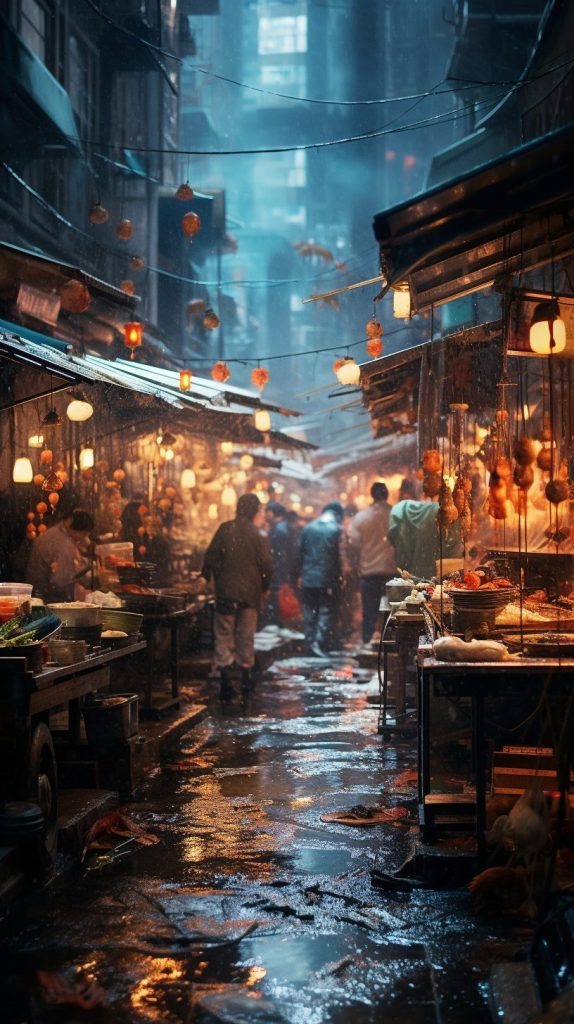 A Busy Fish Market AI Artwork 12