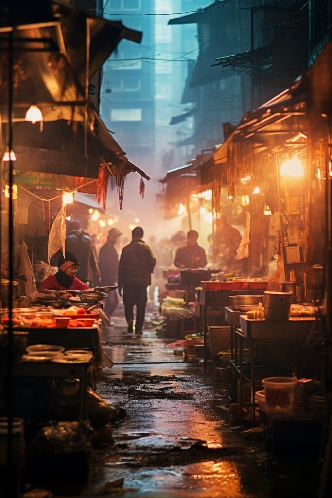 A Busy Fish Market AI Artwork 14