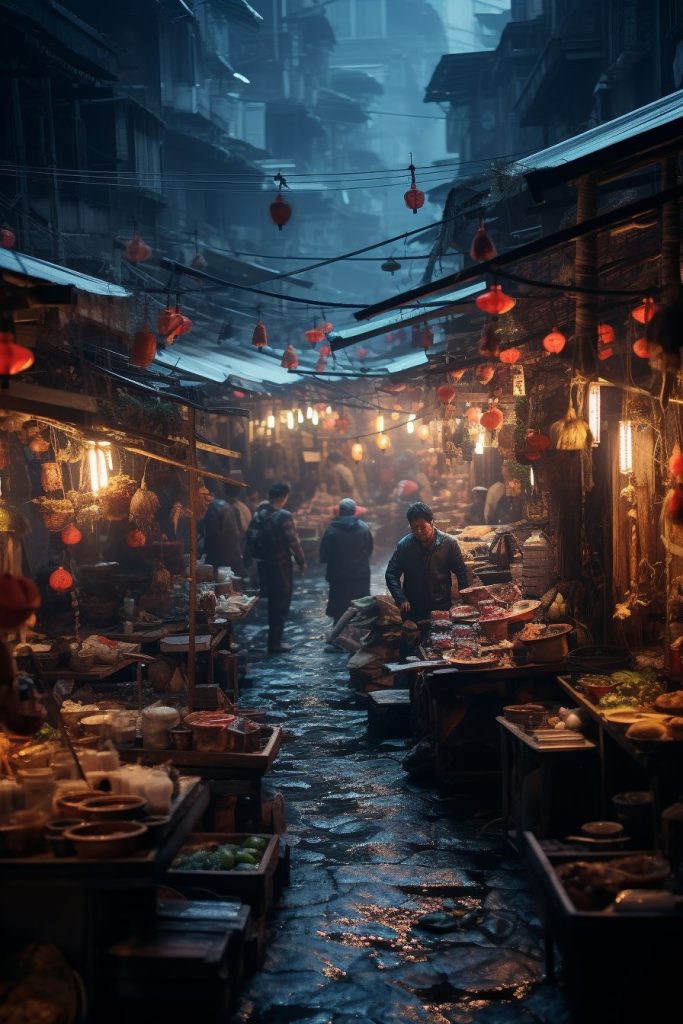 A Busy Fish Market AI Artwork 15