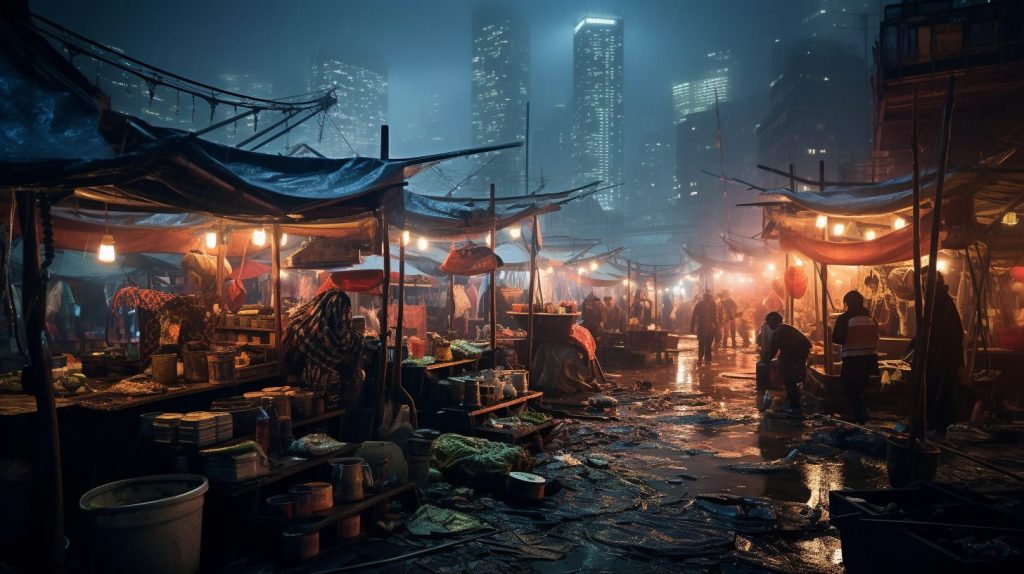 A Busy Fish Market AI Artwork 16