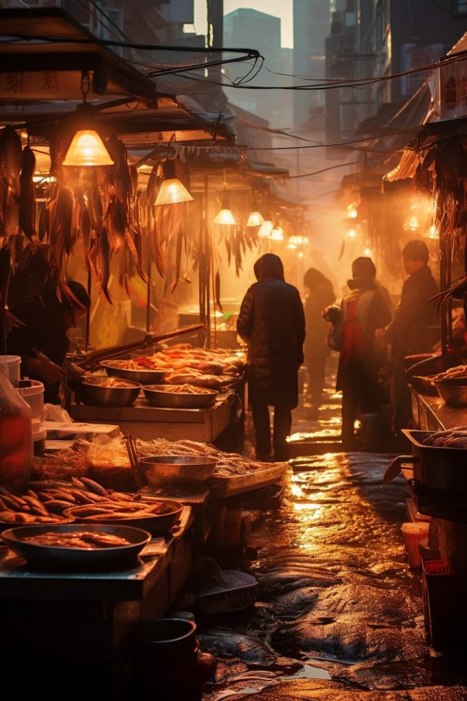 A Busy Fish Market AI Artwork 18