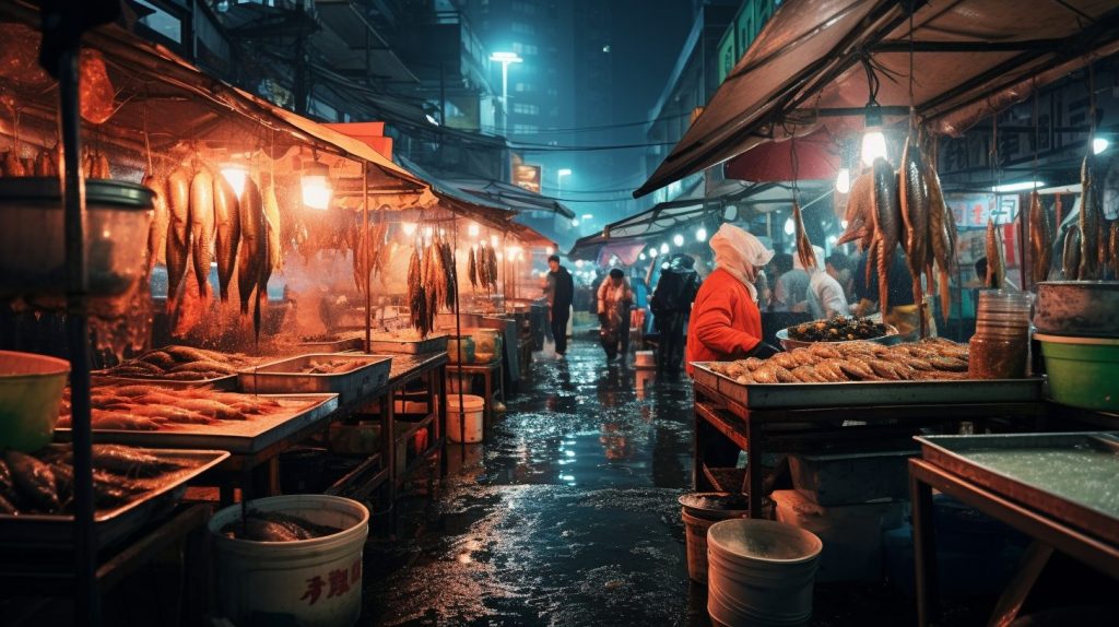 A Busy Fish Market AI Artwork 20