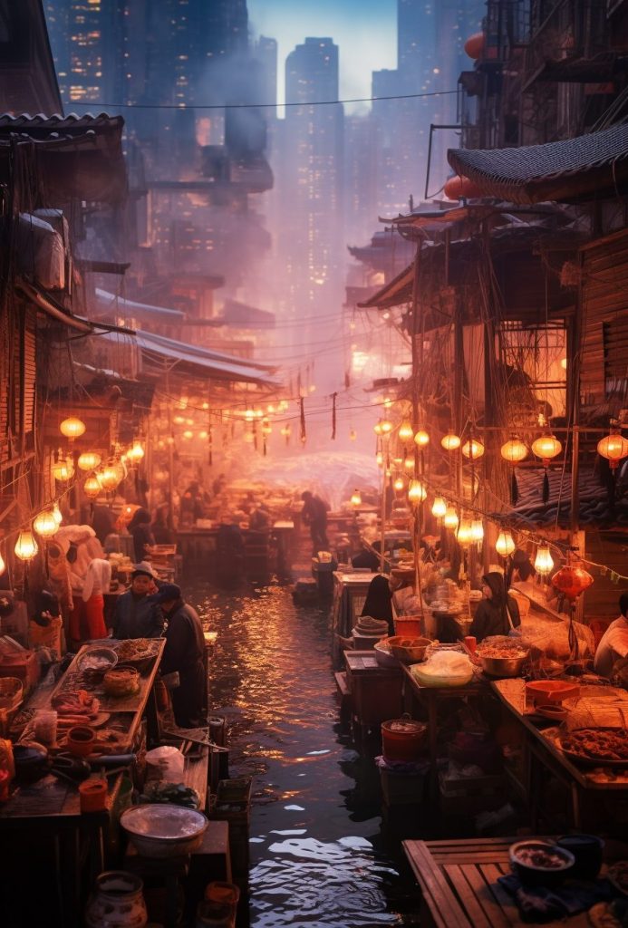 A Busy Fish Market AI Artwork 21