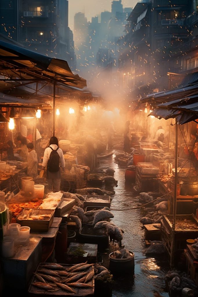 A Busy Fish Market AI Artwork 24