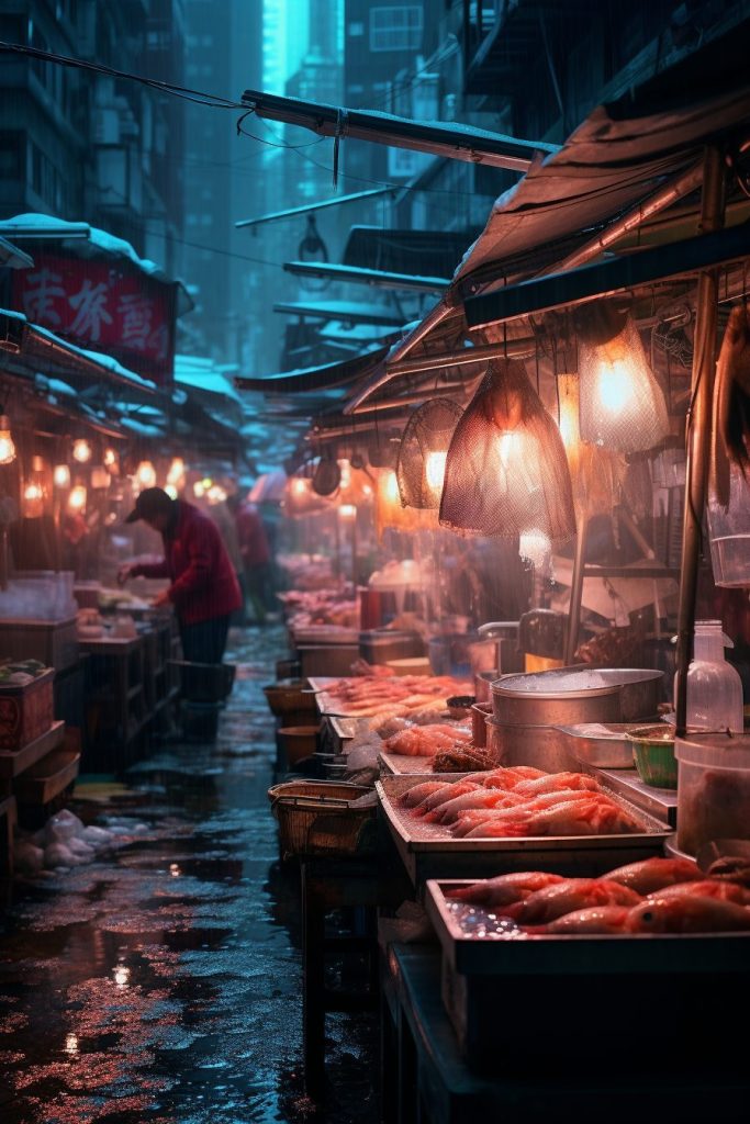 A Busy Fish Market AI Artwork 25