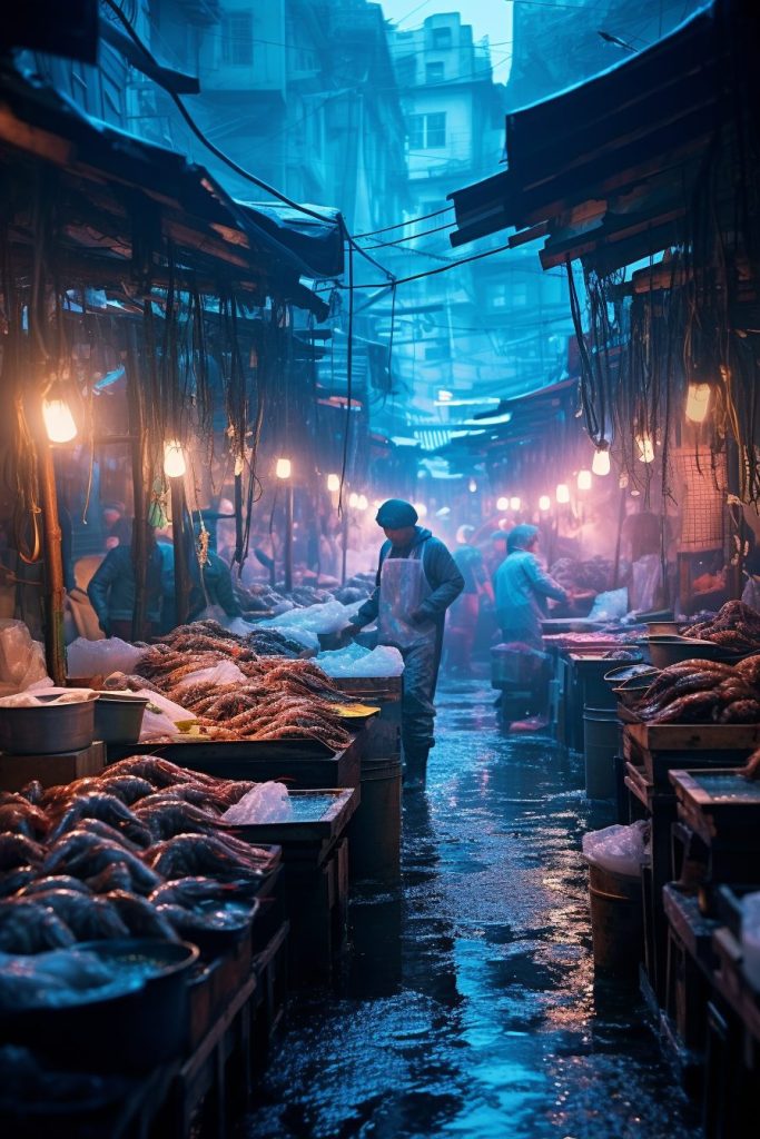 A Busy Fish Market AI Artwork 26