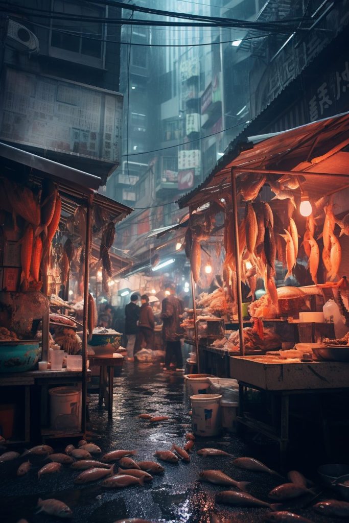 A Busy Fish Market AI Artwork 27