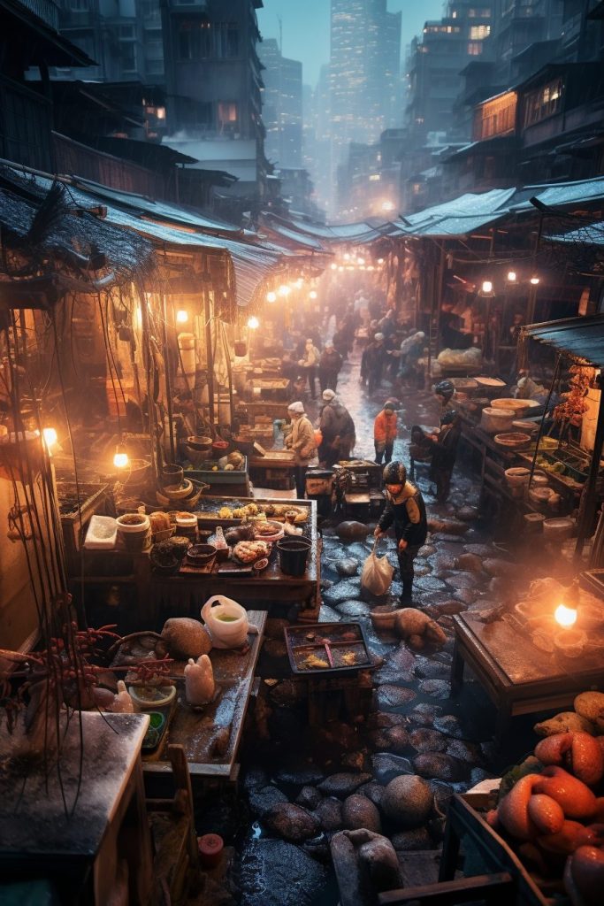 A Busy Fish Market AI Artwork 28