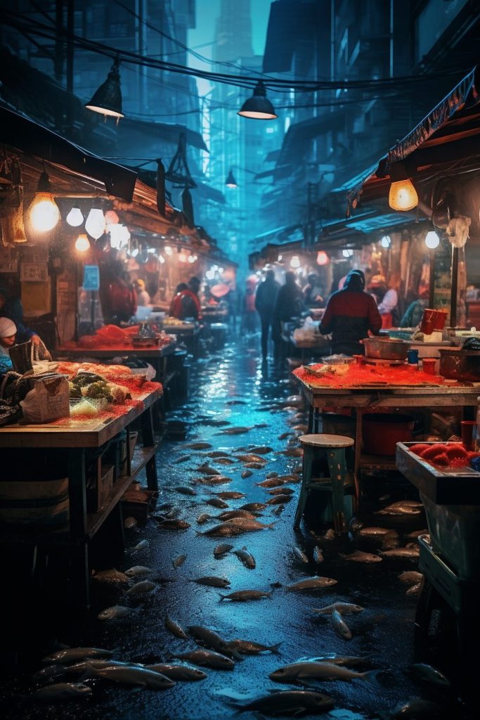 A Busy Fish Market AI Artwork 29