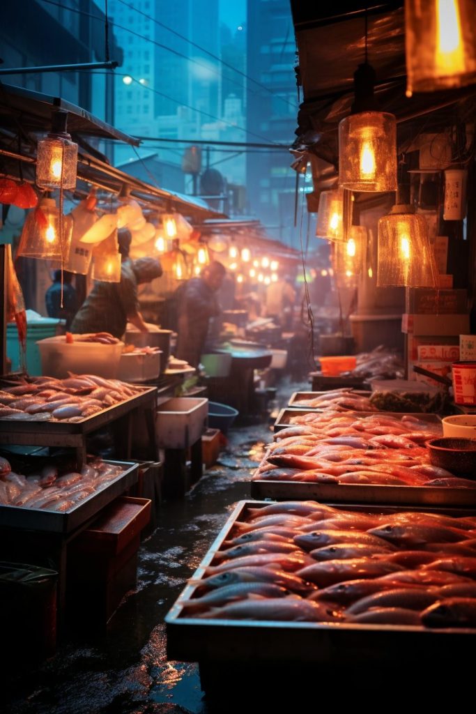 A Busy Fish Market AI Artwork 30