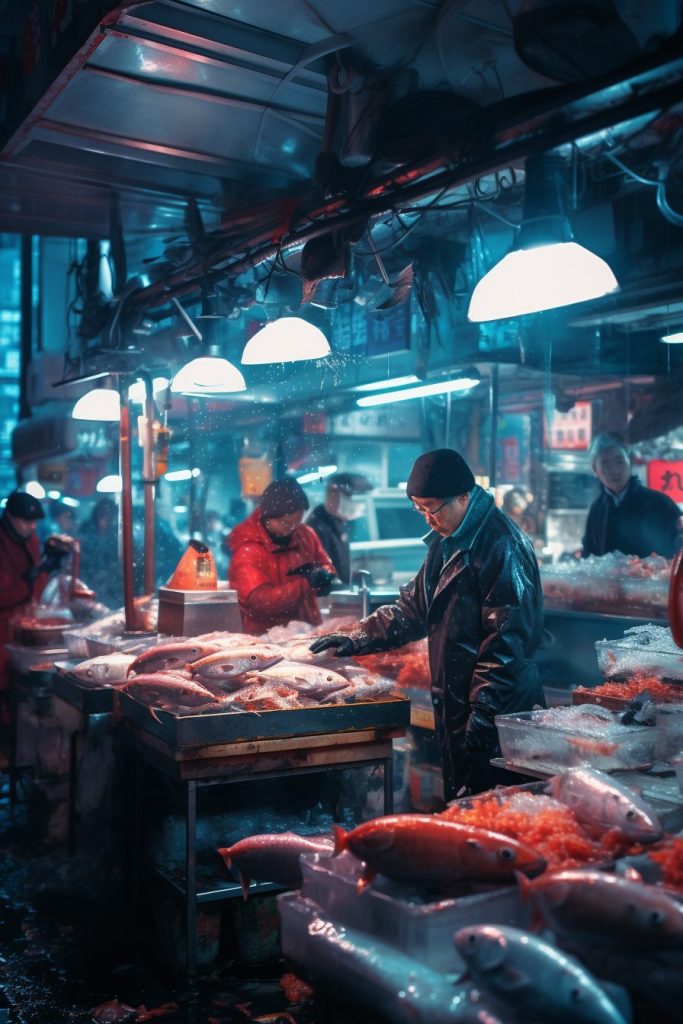 A Busy Fish Market AI Artwork 31