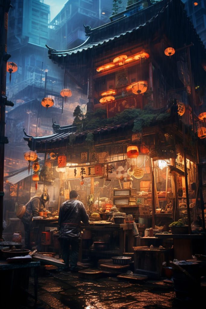A Busy Fish Market AI Artwork 33