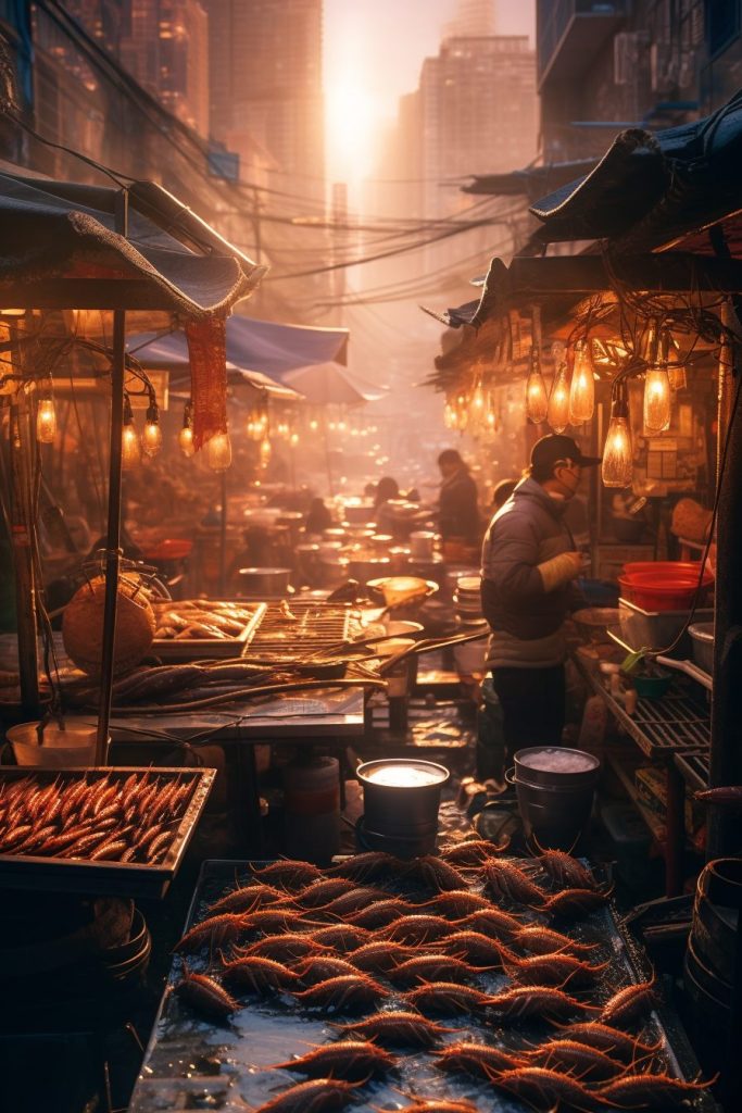 A Busy Fish Market AI Artwork 5