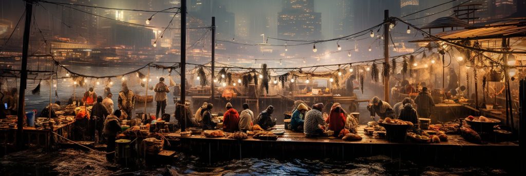 A Busy Fish Market AI Artwork 6