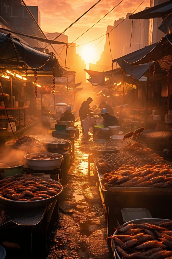 A Busy Fish Market AI Artwork 7