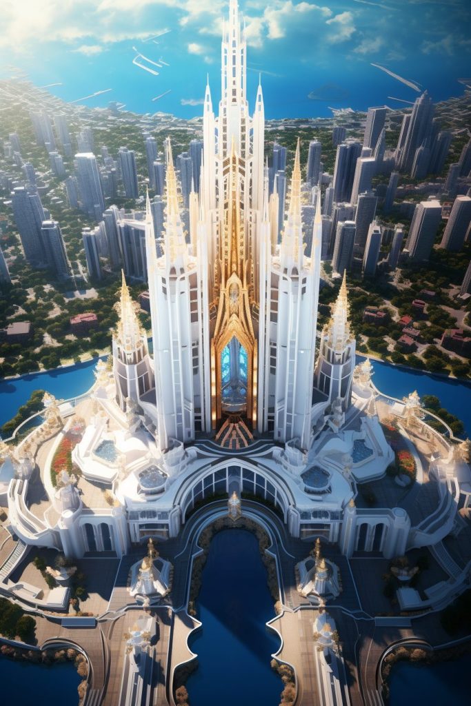 A Futuristic Cathedral in a Modern City AI Artwork 26