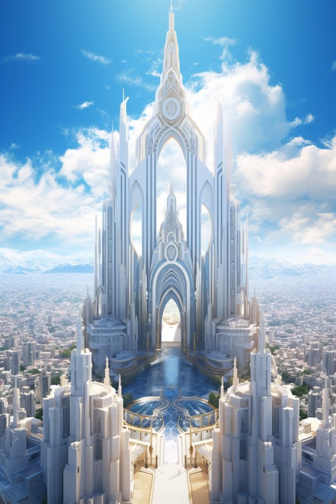 A Futuristic Cathedral in a Modern City AI Artwork 29