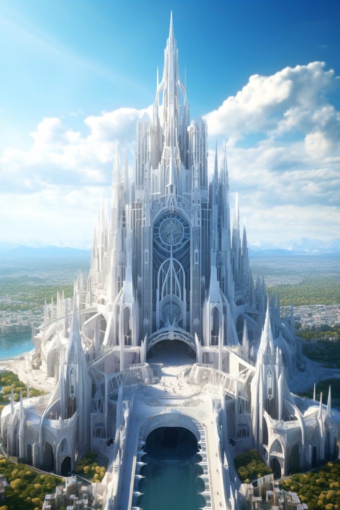 A Futuristic Cathedral in a Modern City AI Artwork 4