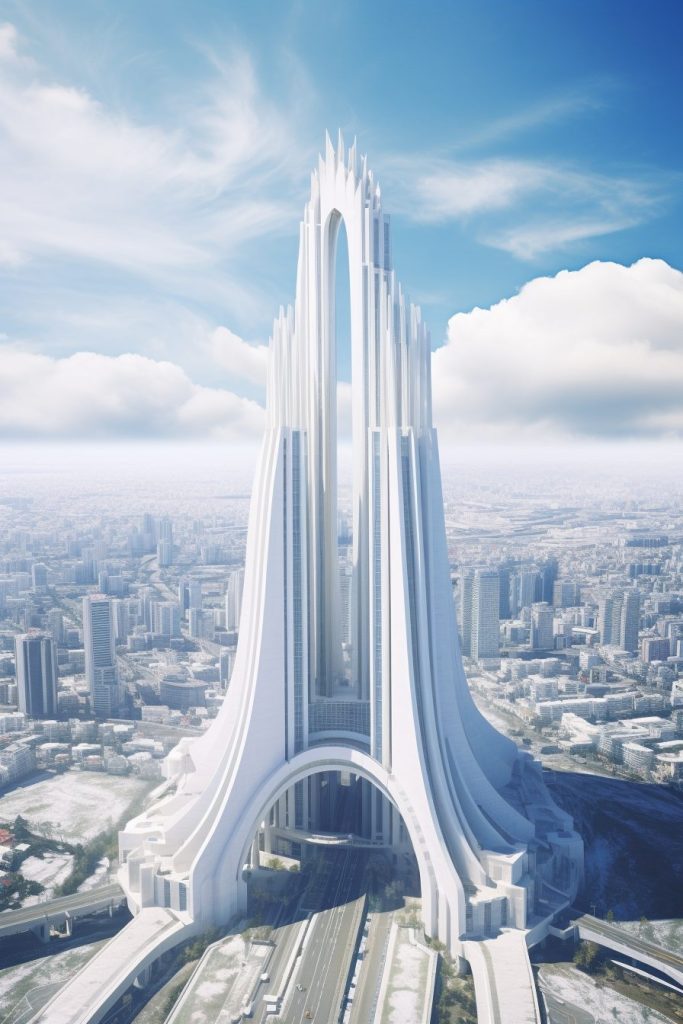 A Futuristic Cathedral in a Modern City AI Artwork 6