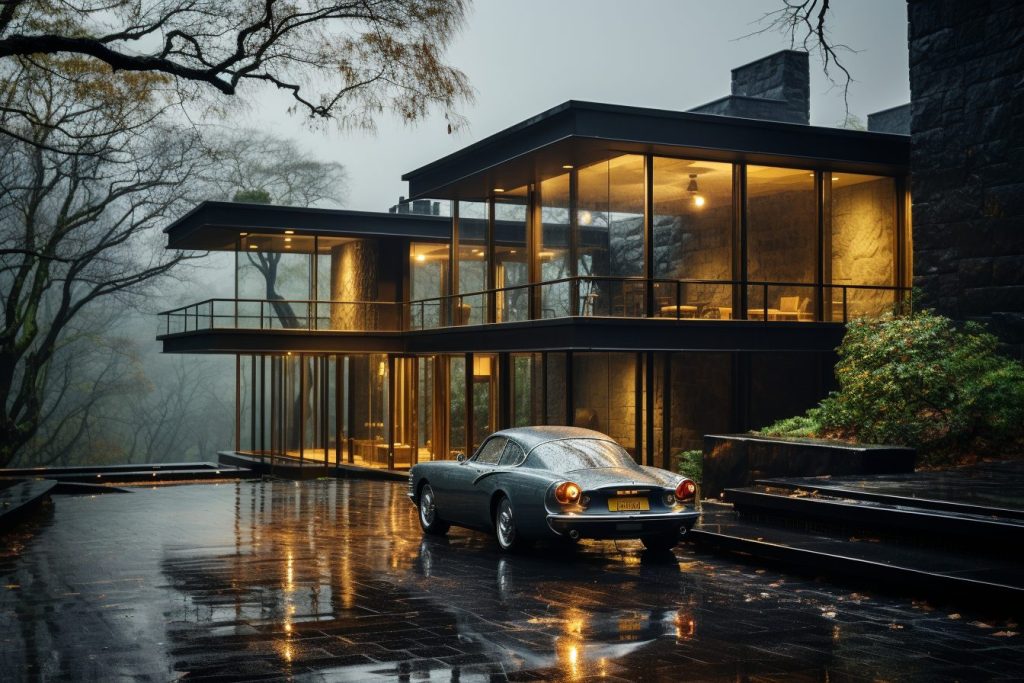 A House with a Touch of Brutalism and a Car AI Artwork 27
