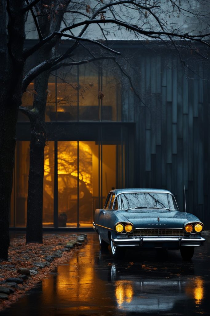 A House with a Touch of Brutalism and a Car AI Artwork 33