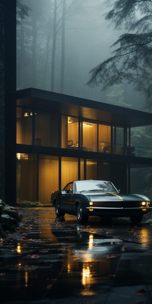 A House with a Touch of Brutalism and a Car AI Artwork 40
