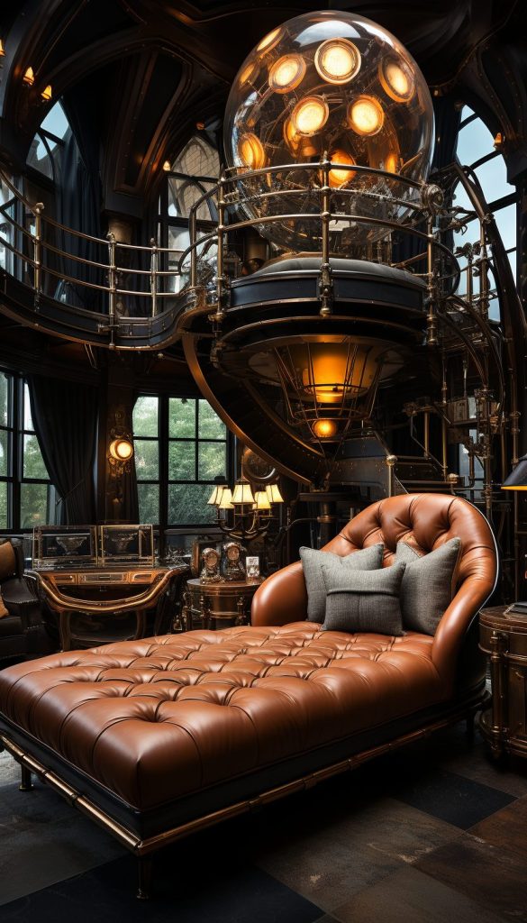 A Modern Steampunk Style Apartment Room AI Artwork 11