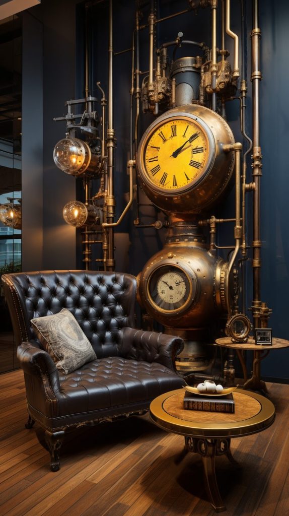 A Modern Steampunk Style Apartment Room AI Artwork 12